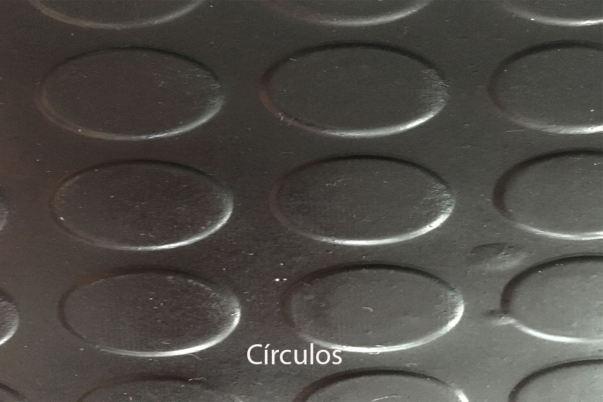 Pavimento de caucho en rollo de círculos en DecoStands